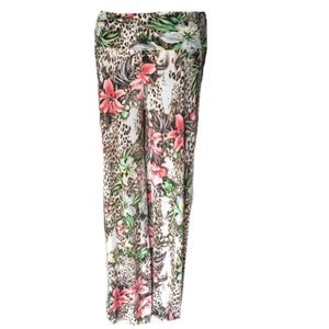 Fold Waist Barbie Palazzo Wide Leg Animal Print Pants